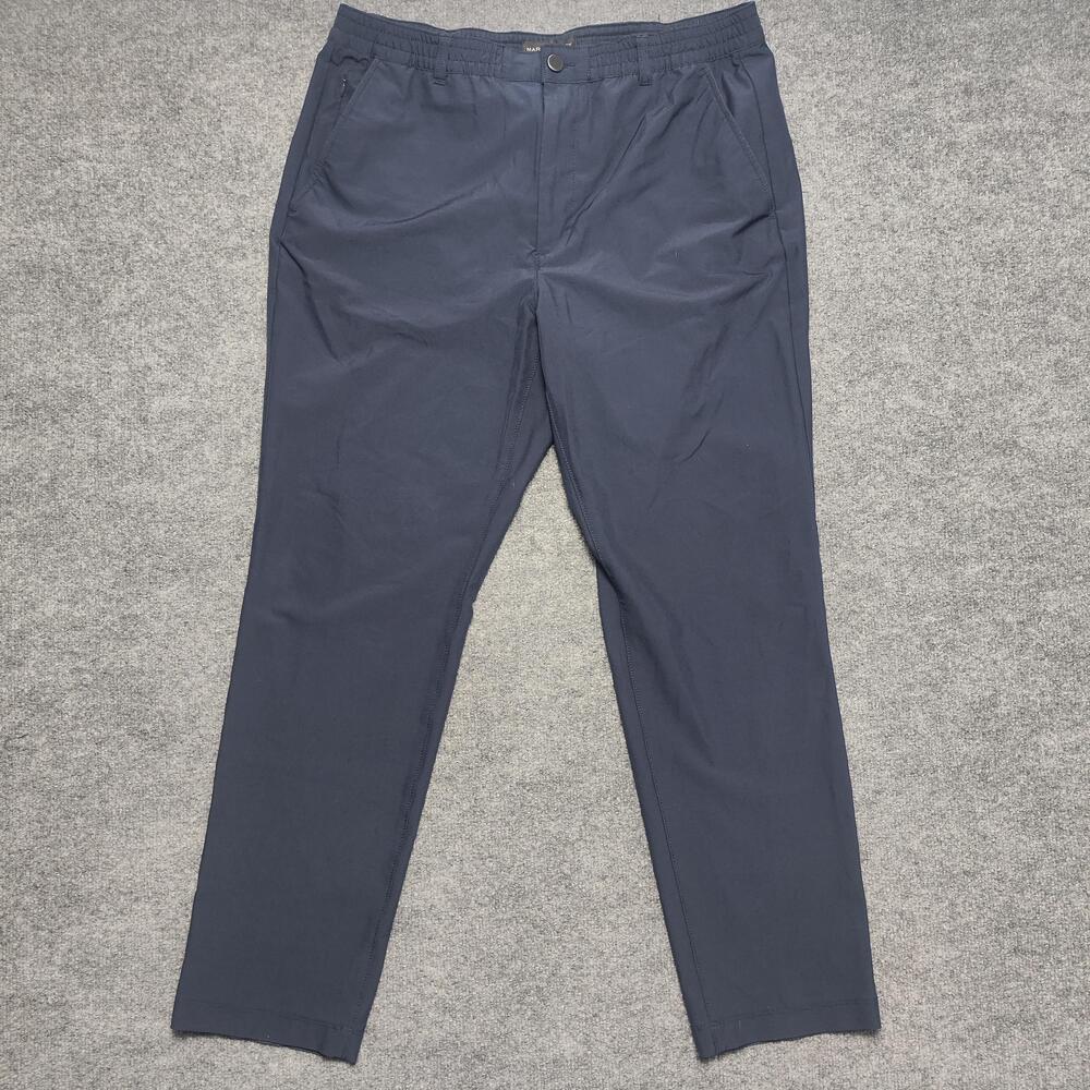 Marc New York Pants Mens 38x32 Blue Elastic Waist Stretch Chino Casual Travel